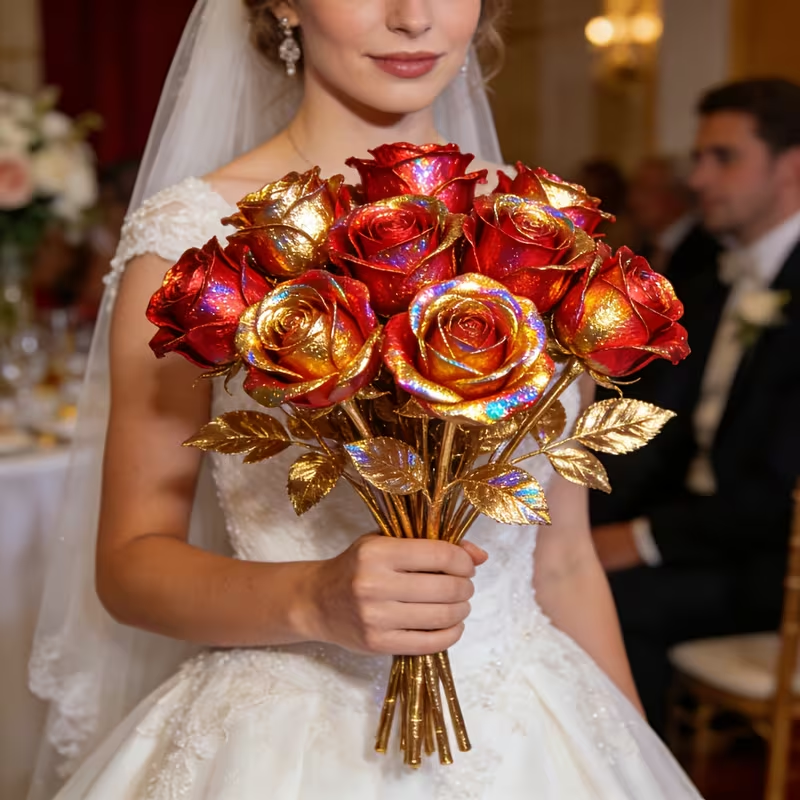 10 Stems Valentine's Day Metallic Shimmer Rose Bouquet
