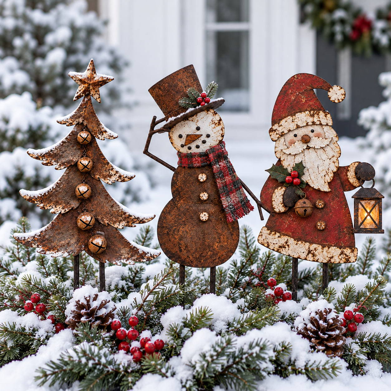 Vintage Christmas Storybook Metal Trio Set