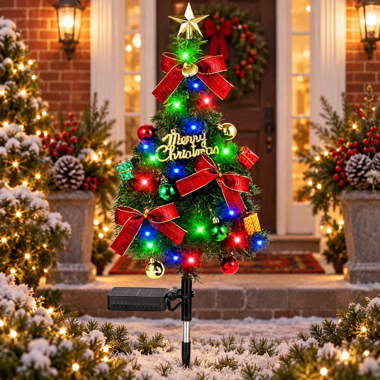 Vintage Solar Christmas Tree Garden Light