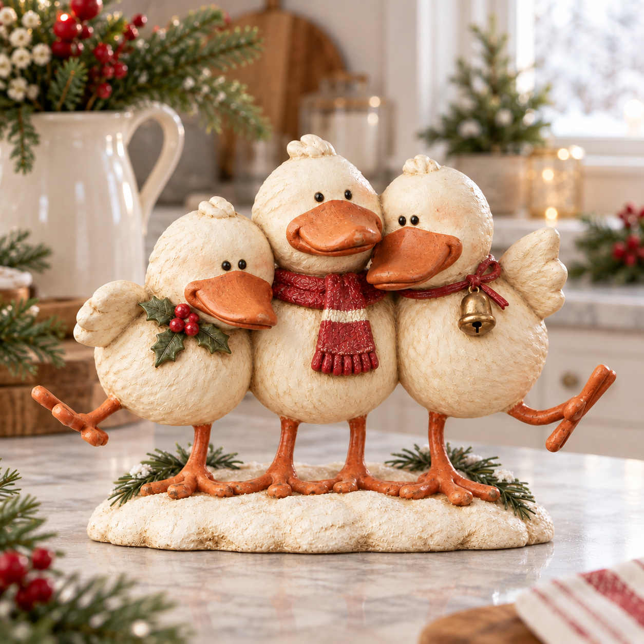 Vintage Christmas Duck Family Figurine