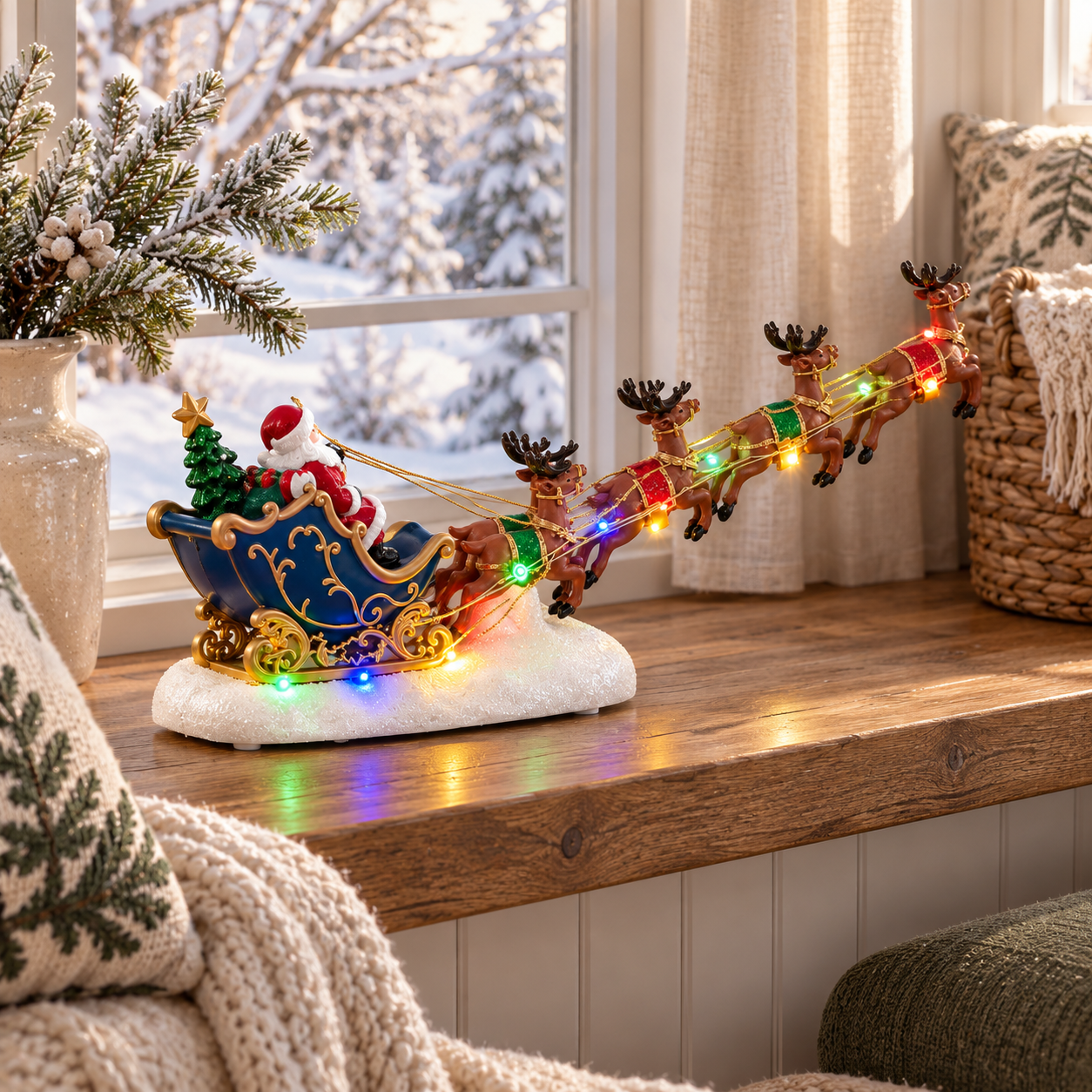 Vintage Santa’s Sleigh Ride Christmas Collectible