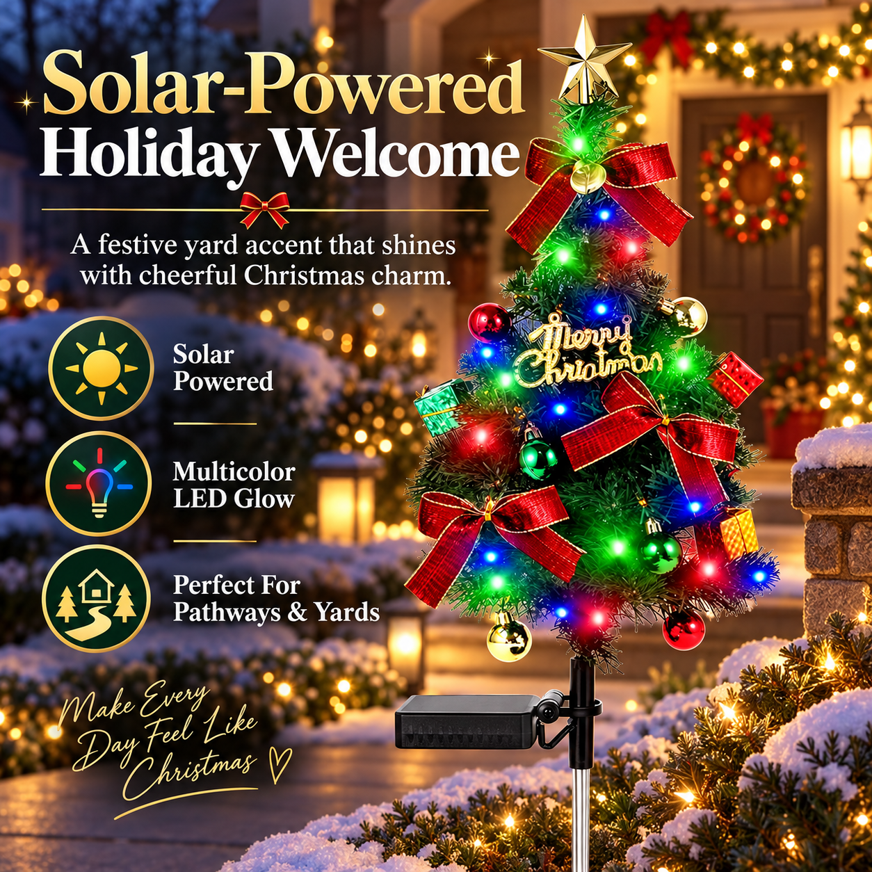 Vintage Solar Christmas Tree Garden Light