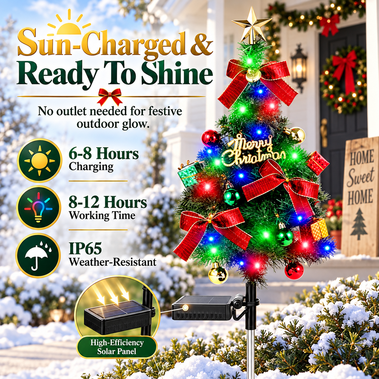 Vintage Solar Christmas Tree Garden Light