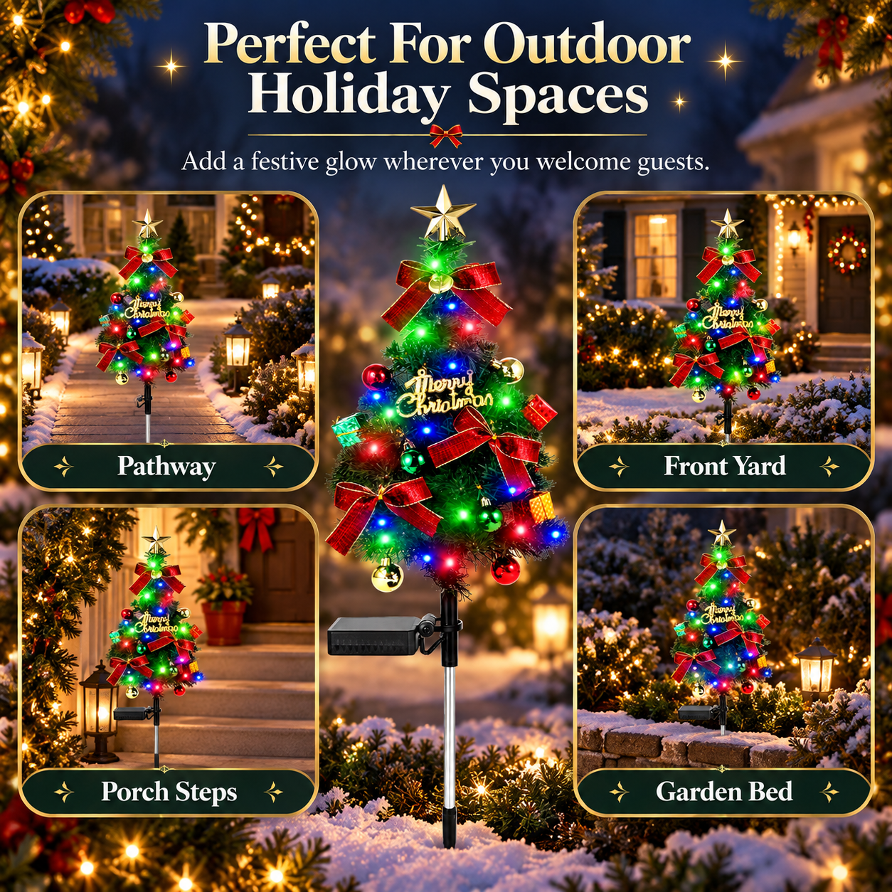 Vintage Solar Christmas Tree Garden Light