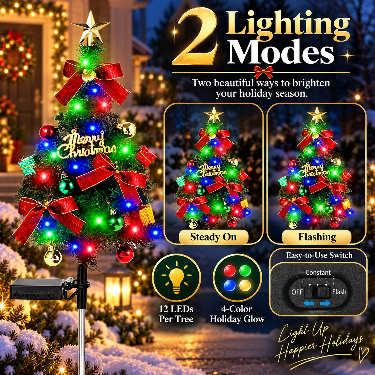 Vintage Solar Christmas Tree Garden Light