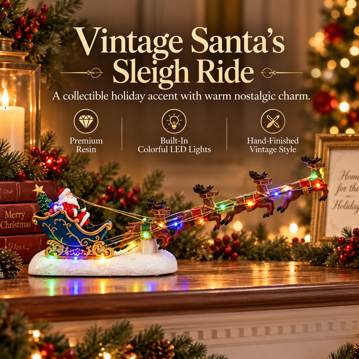Vintage Santa’s Sleigh Ride Christmas Collectible