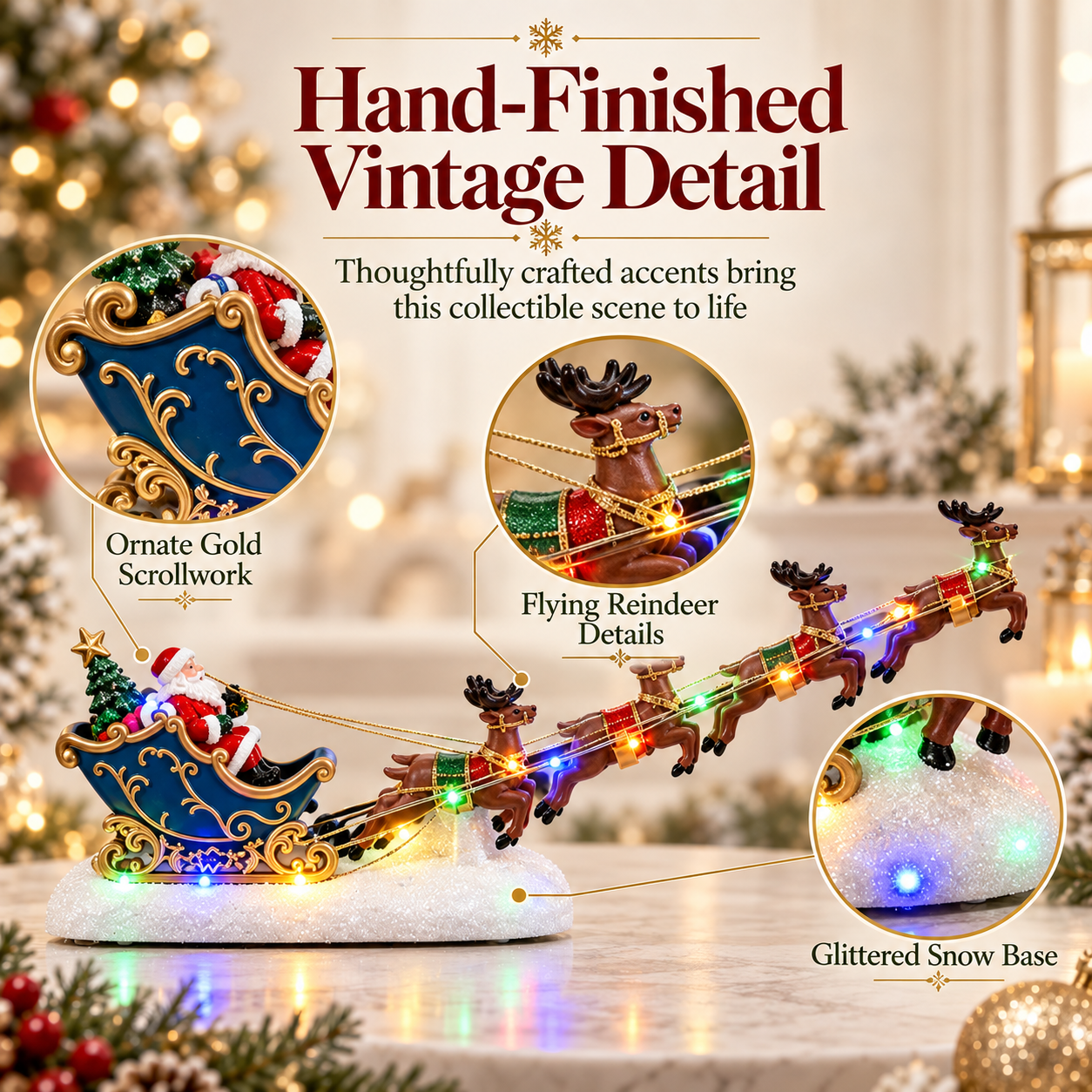 Vintage Santa’s Sleigh Ride Christmas Collectible