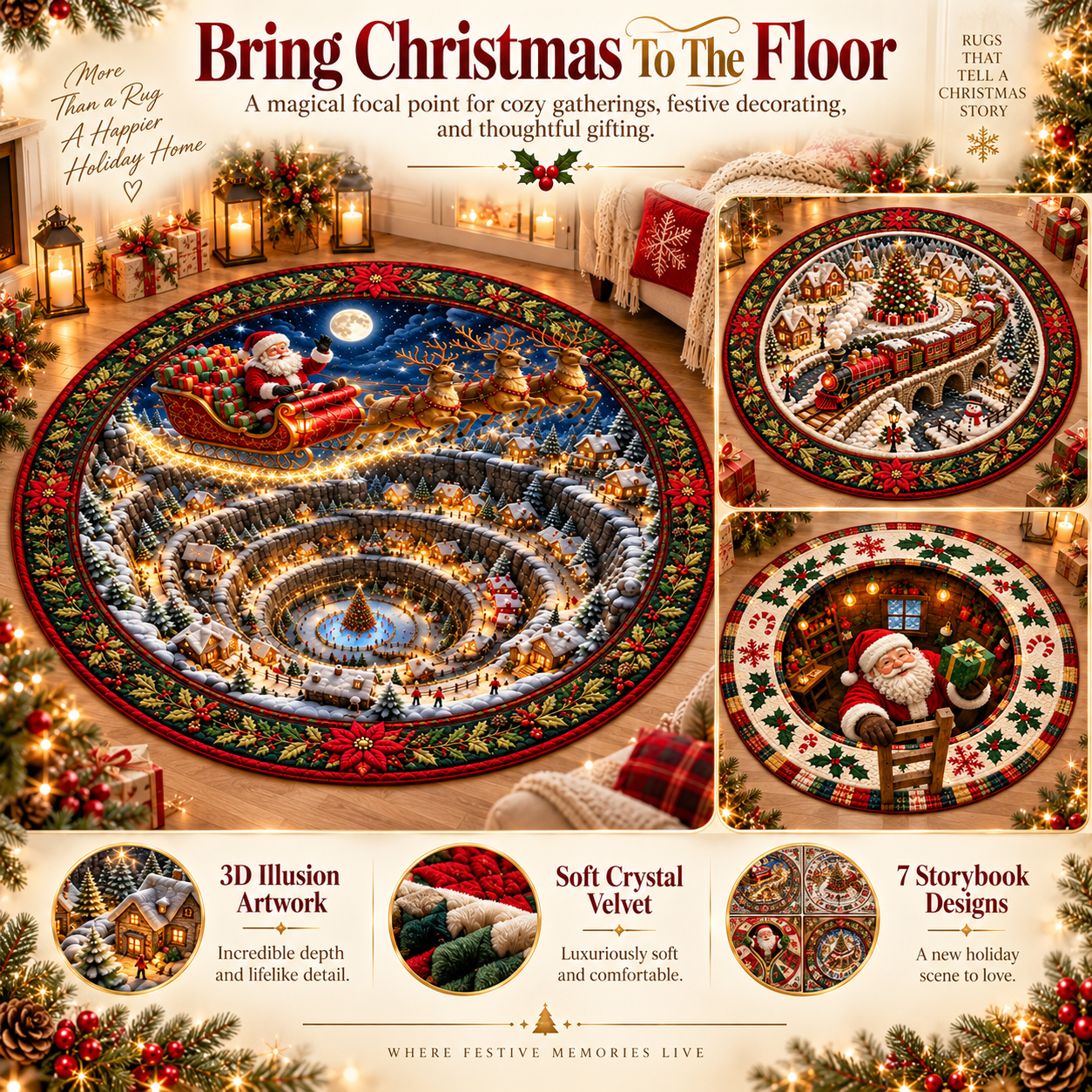 3D Christmas Magic Illusion Rug