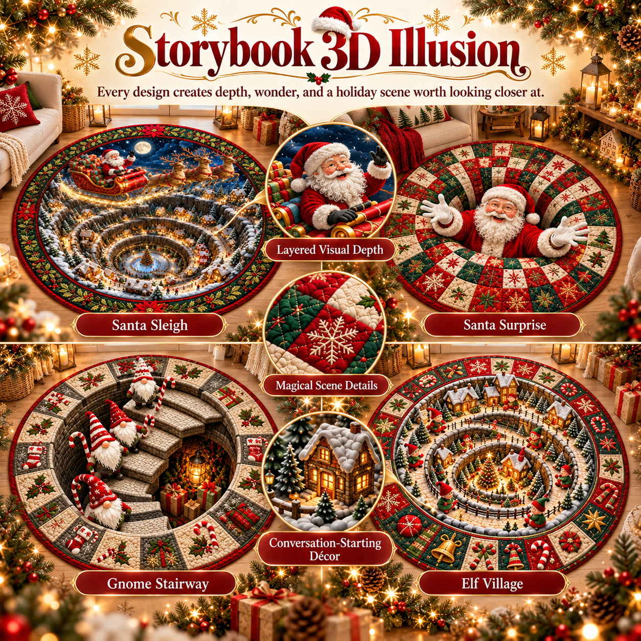 3D Christmas Magic Illusion Rug