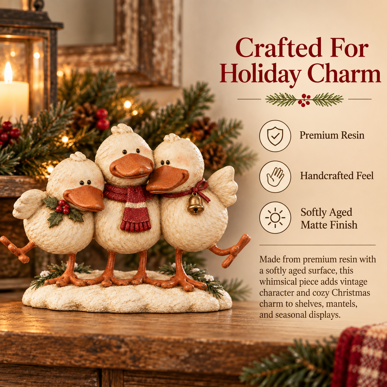 Vintage Christmas Duck Family Figurine