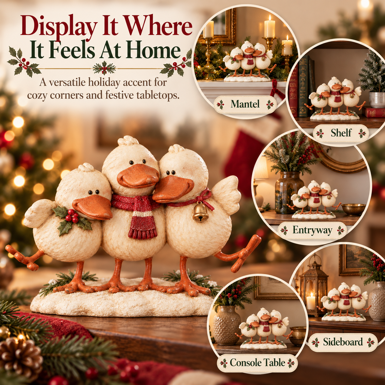 Vintage Christmas Duck Family Figurine