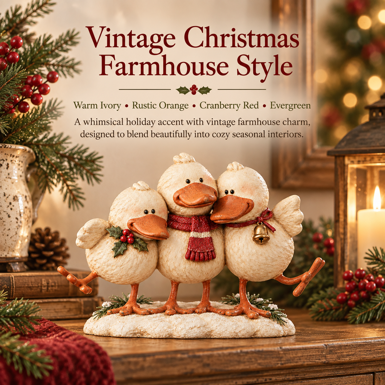 Vintage Christmas Duck Family Figurine