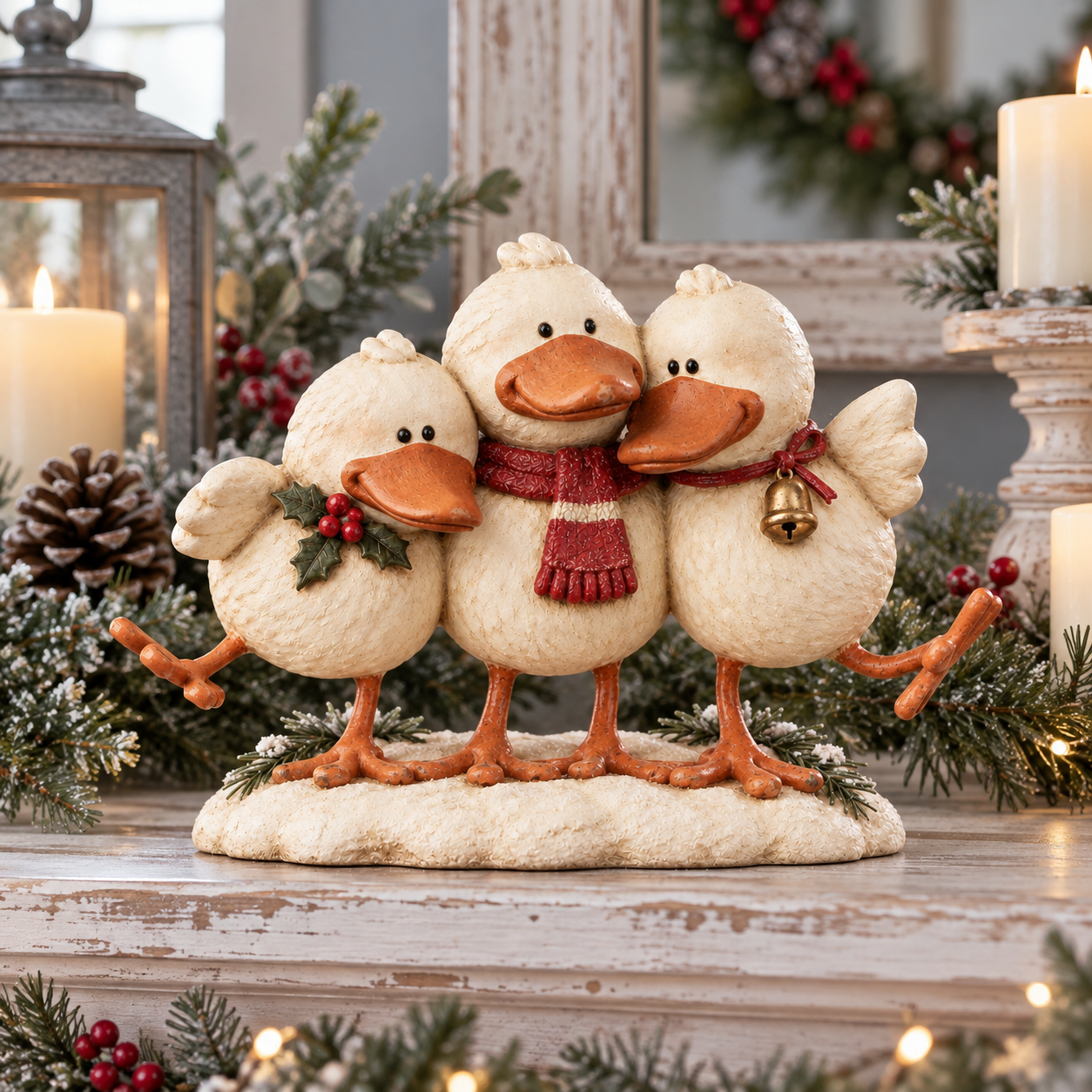 Vintage Christmas Duck Family Figurine