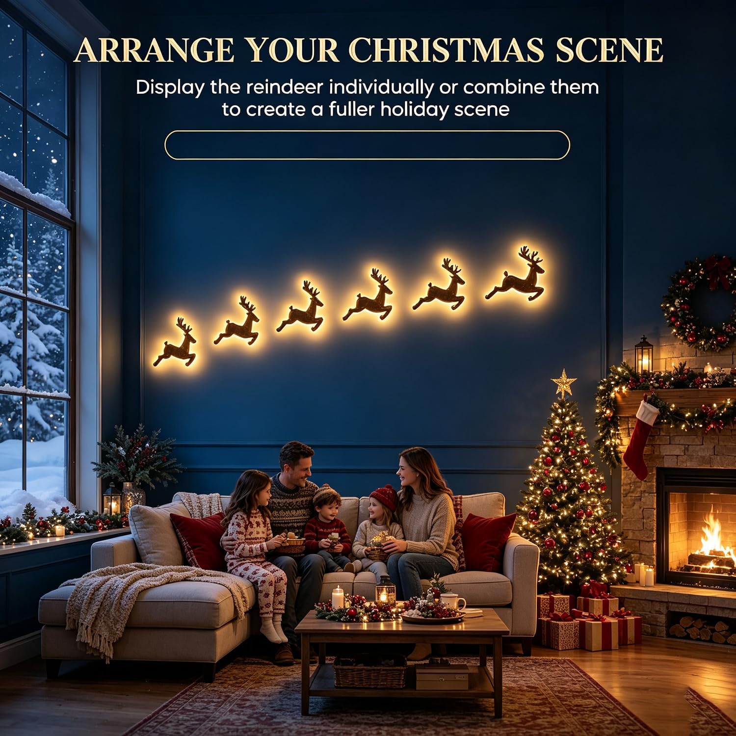 LED Reindeer Wall Decorations - Festive Christmas Lighting