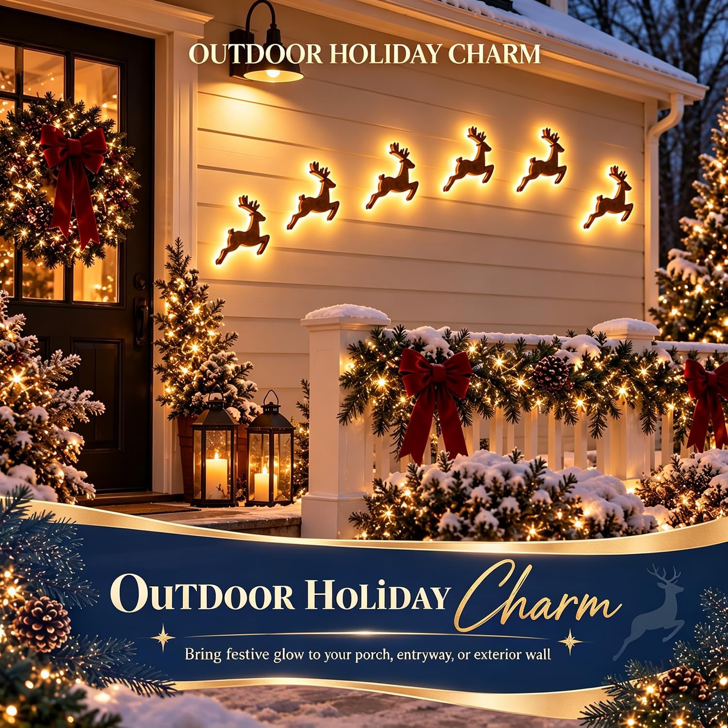 LED Reindeer Wall Decorations - Festive Christmas Lighting