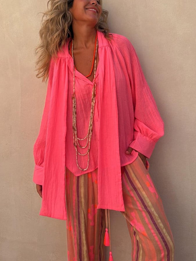 ✨Stylish Pink Button-Down Shirt