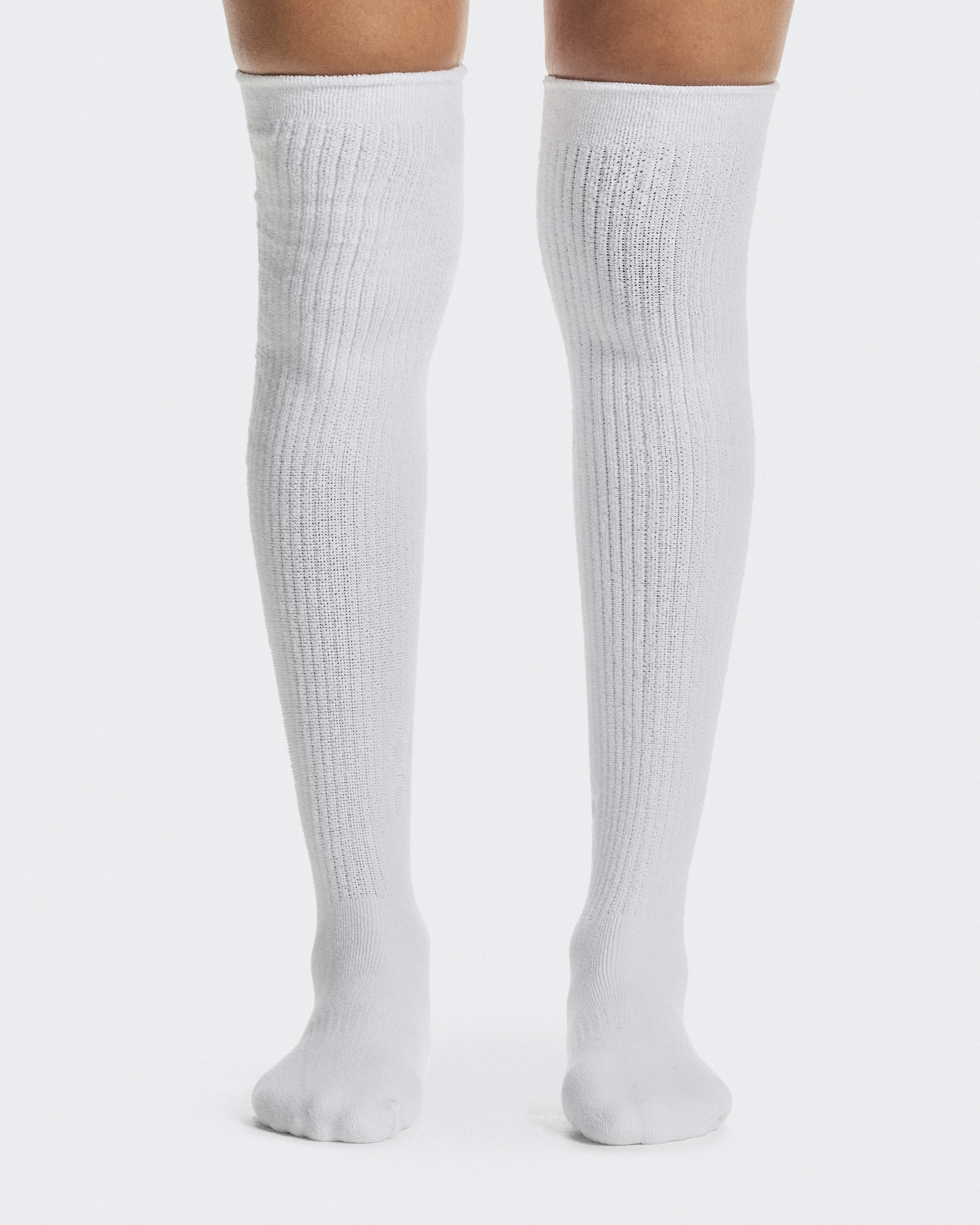 Terry Sock Knee High - White