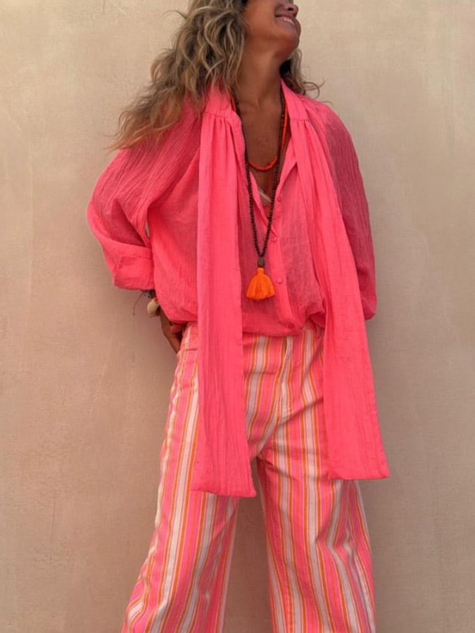 ✨Stylish Pink Button-Down Shirt