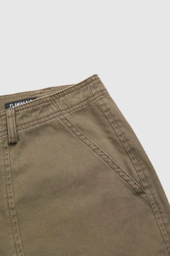 ⚡FINAL SALE⚡- Solid Stitch Detail Mid Waist Barrel Leg Pants Without Belt