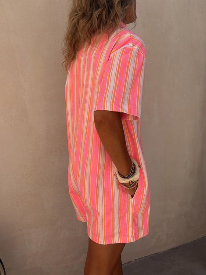 ✨Stylish Striped Print Vacation Romper
