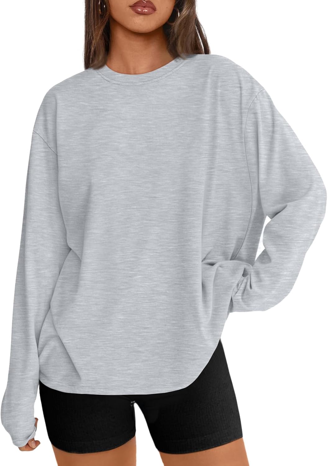 Womens Oversized Long Sleeve Shirts Fall Tops 2026 Basic Tee Casual Workout Y2K Clothes