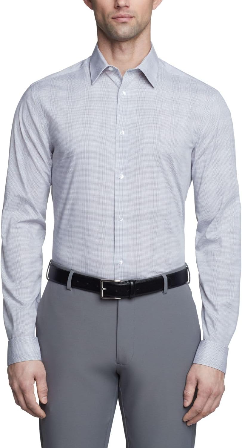 Calvin Klein Mens Dress Shirts Non Iron Stretch Regular Fit Check
