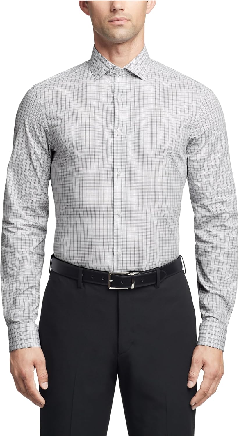 Calvin Klein Mens Dress Shirts Non Iron Stretch Regular Fit Check