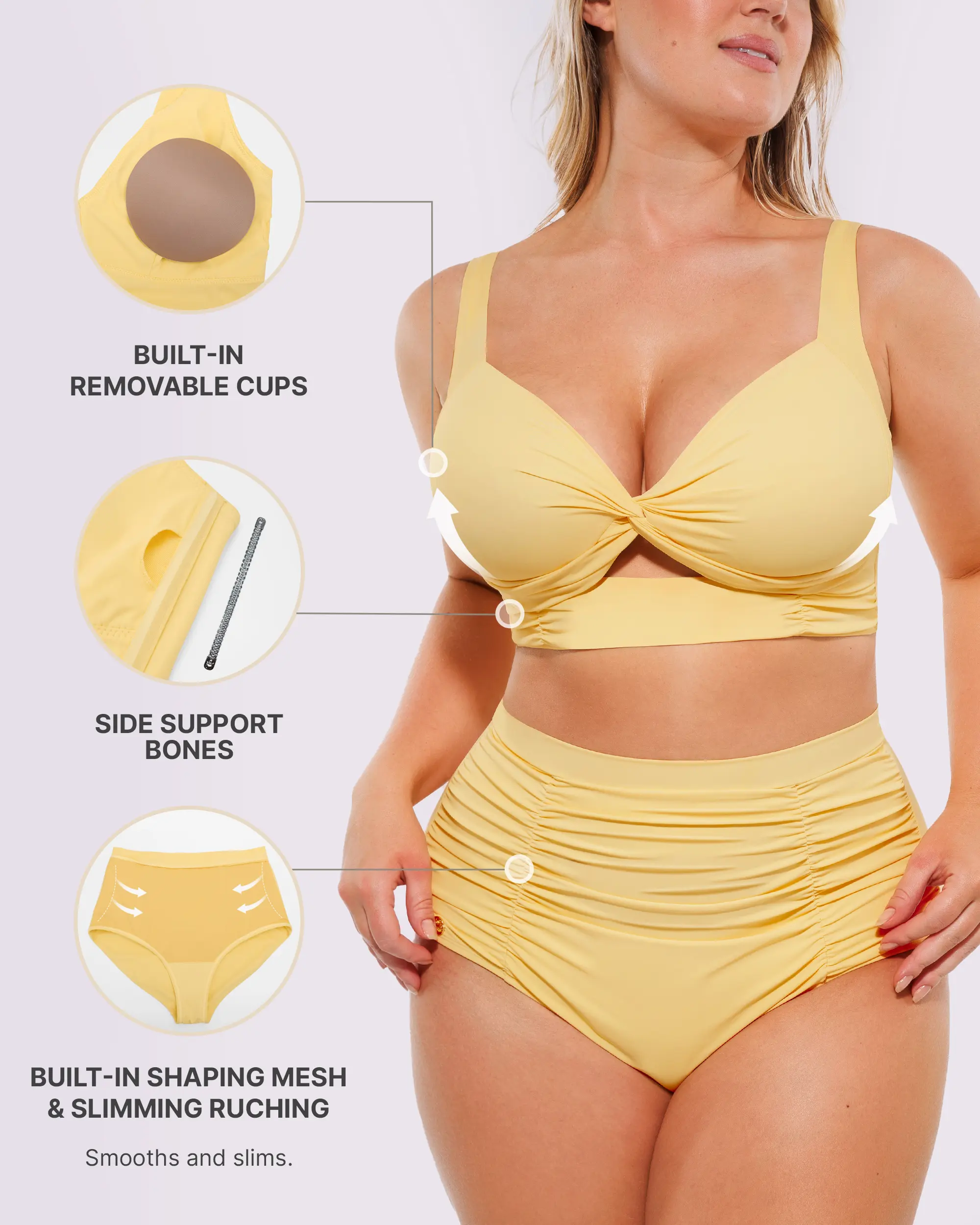High-Waist Sculpting Bikini Set with Crisscross Top