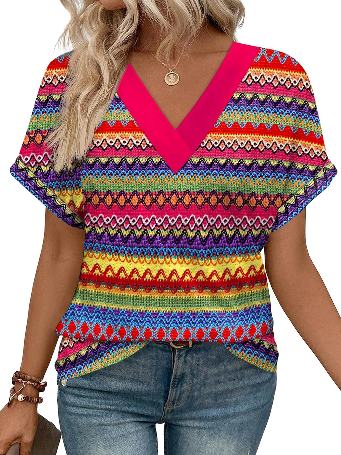 Womens Summer Tops Short Dolman Sleeve Shirts 2026 Fashion V Neck Outfits Clothes