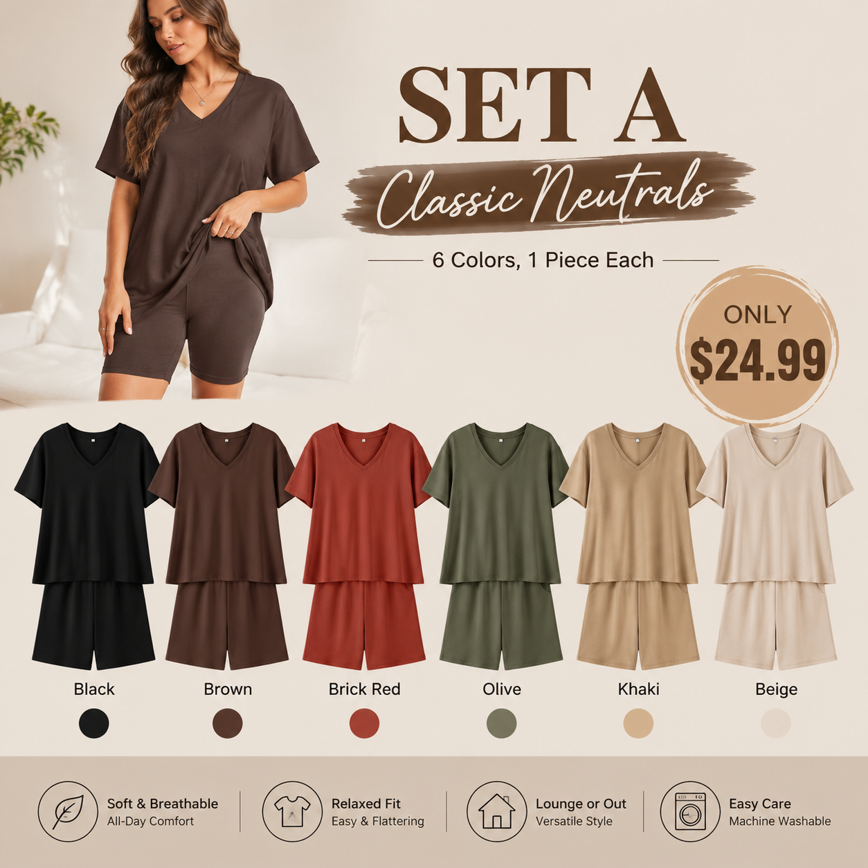 Effortless Summer Lounge Set Oversized Tee + Biker Shorts