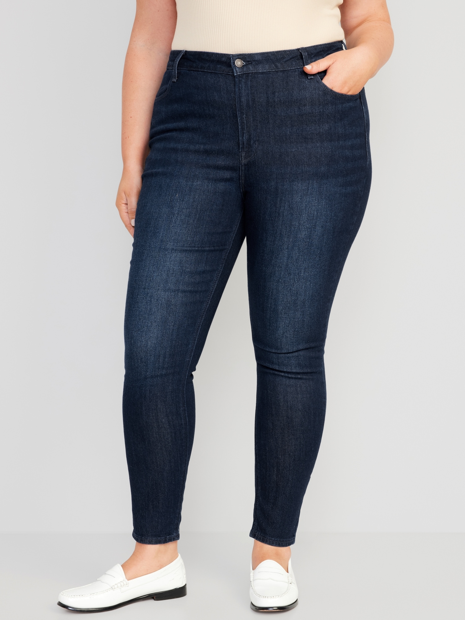 High-Waisted Wow Super-Skinny Jeans - Dark Rinse - image 7