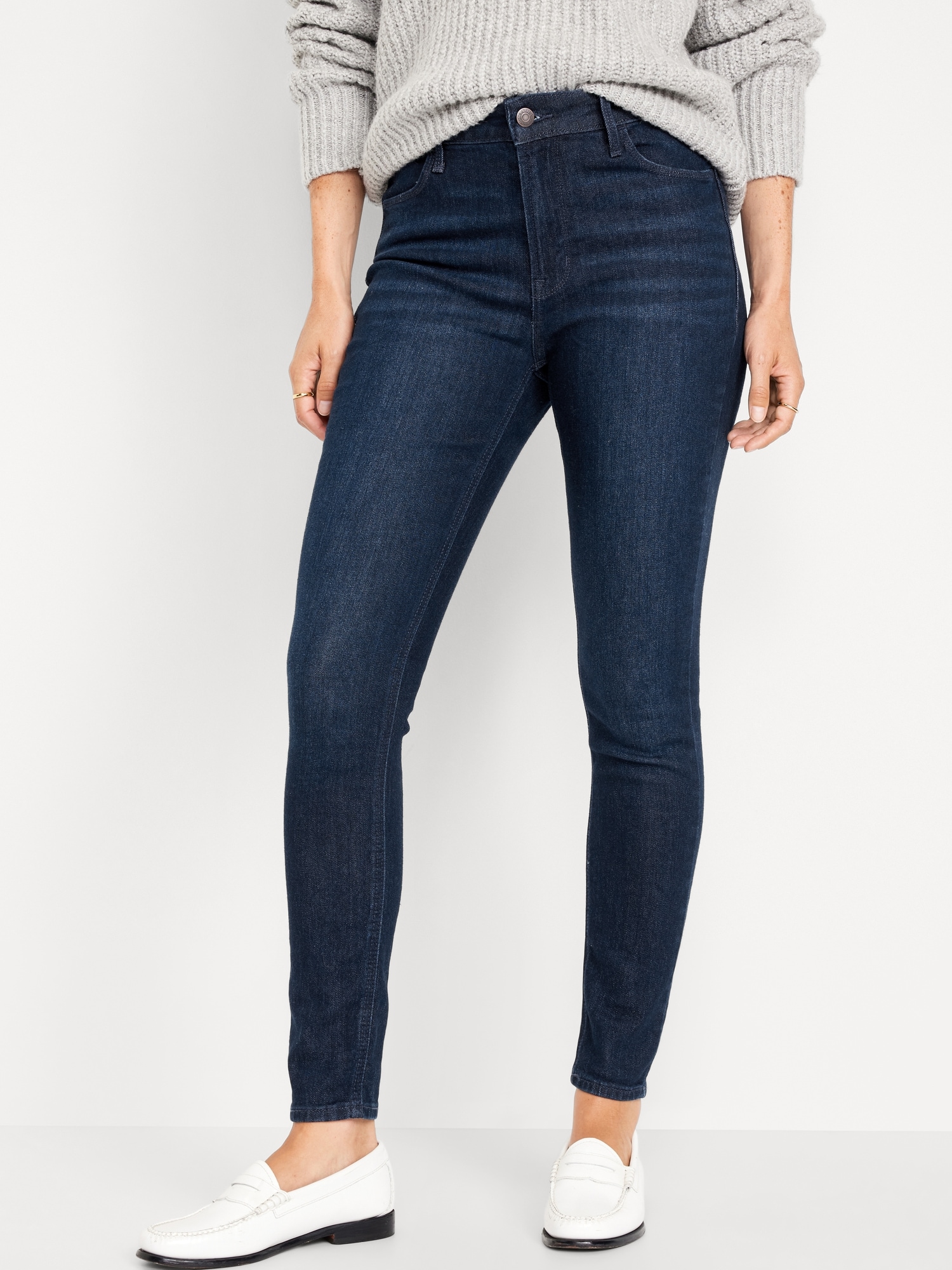 High-Waisted Wow Super-Skinny Jeans - Dark Rinse - image 1