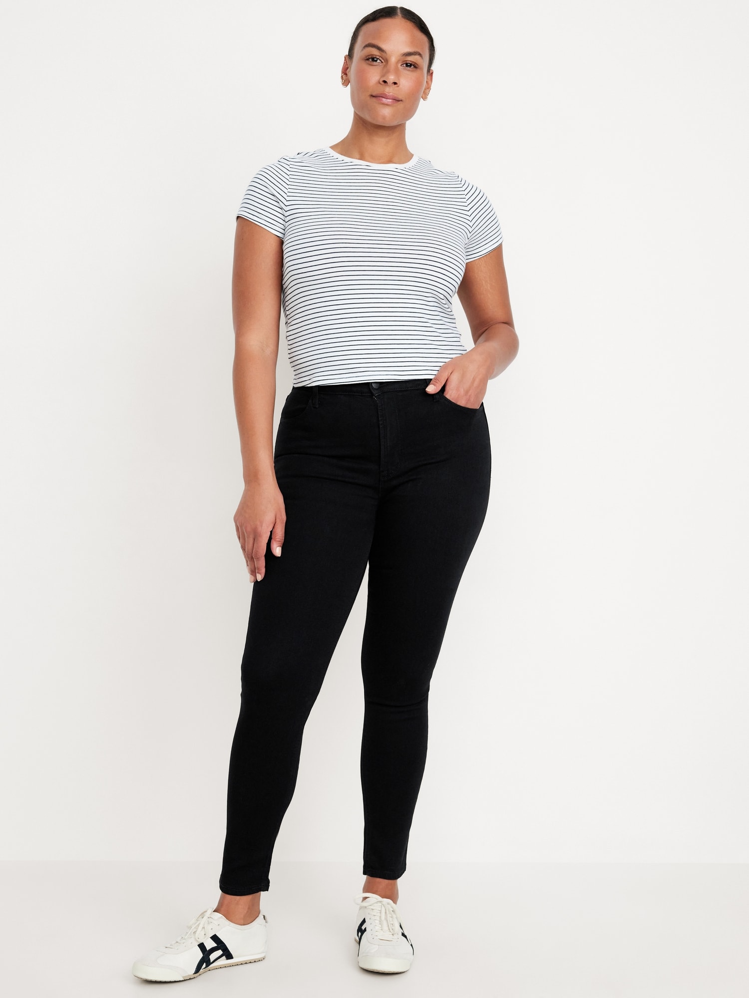 High-Waisted Wow Super-Skinny Jeans - Black Wash - image 4