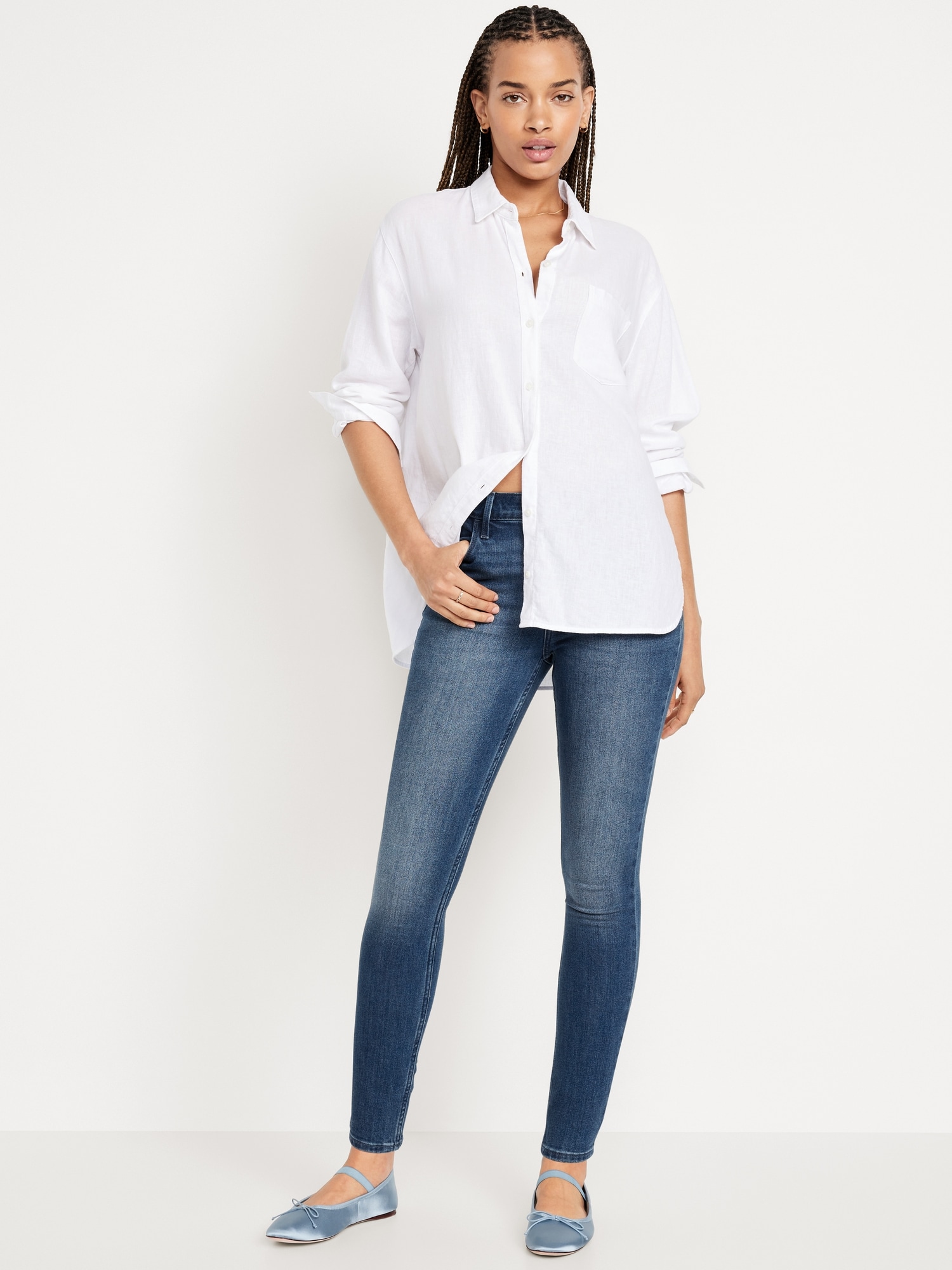 High-Waisted Wow Super-Skinny Jeans - Dark Wash - image 1