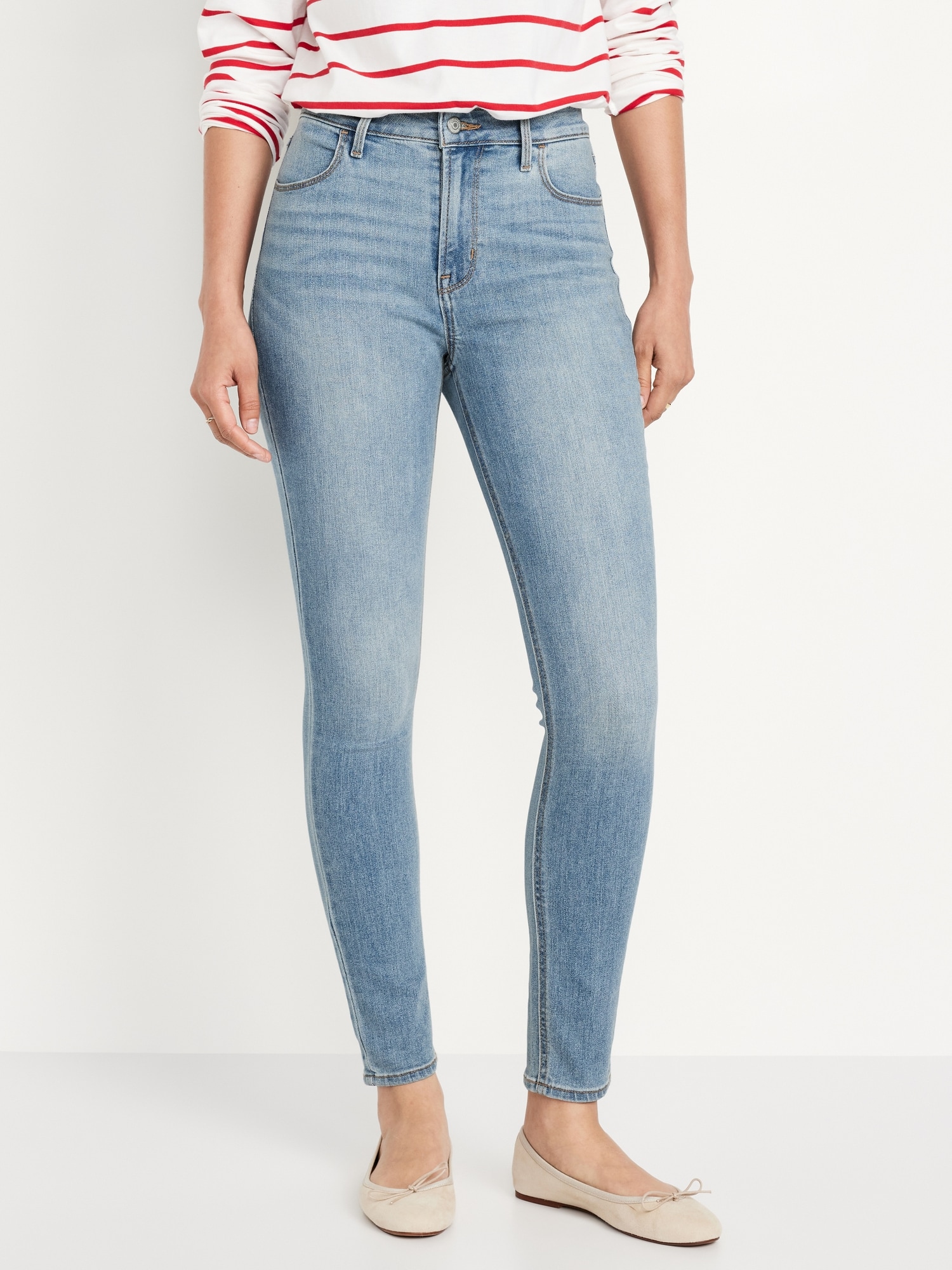 High-Waisted Wow Super-Skinny Jeans - Light Wash - image 2