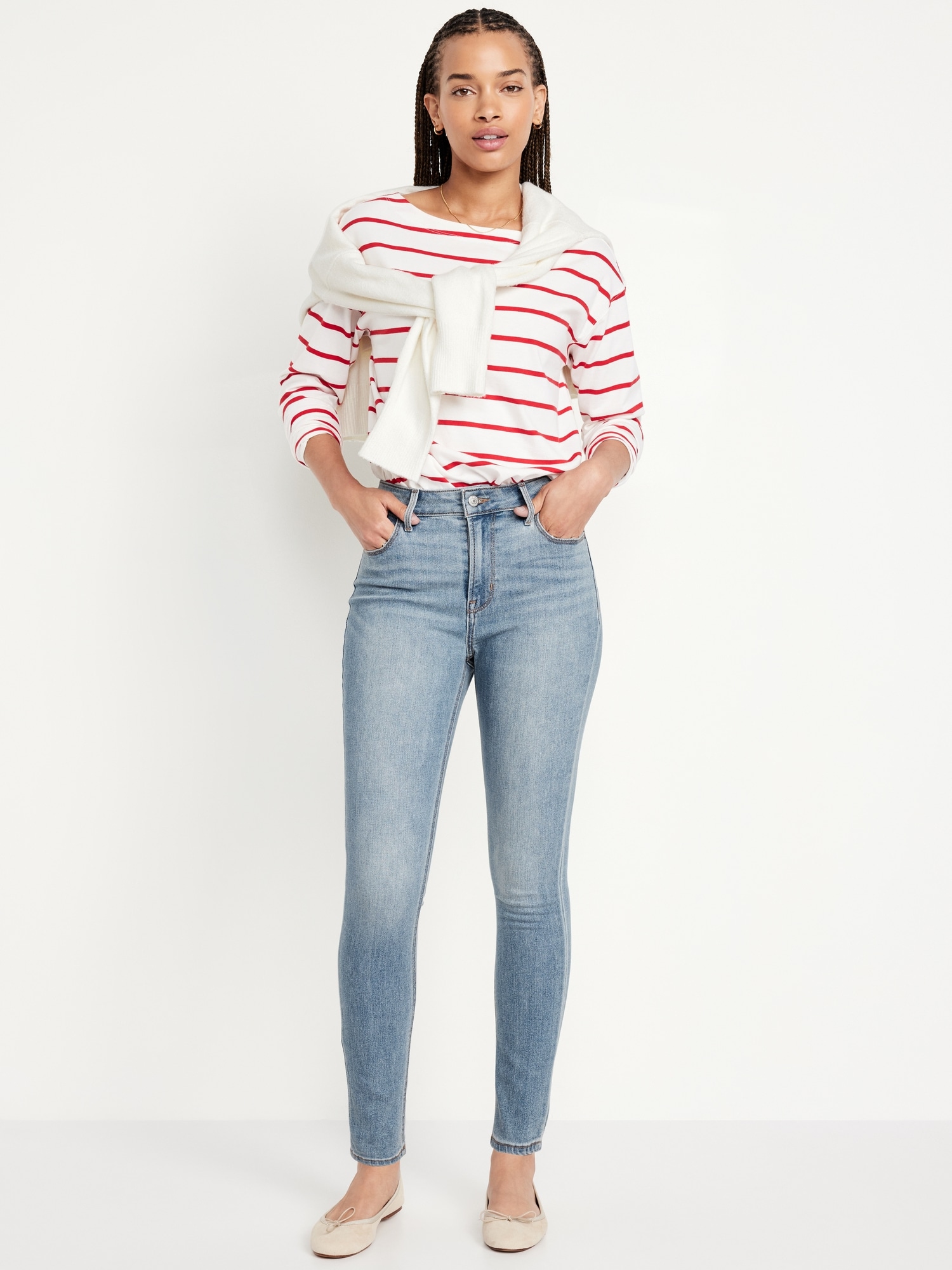 High-Waisted Wow Super-Skinny Jeans - Light Wash - image 1