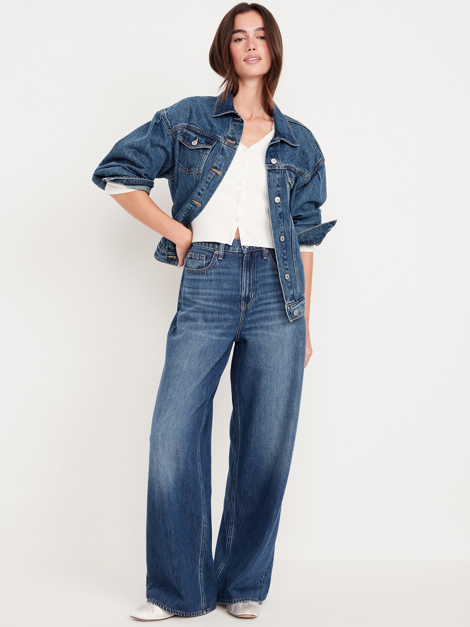 High-Waisted Baggy Wide-Leg Jeans - Medium Wash - image 15