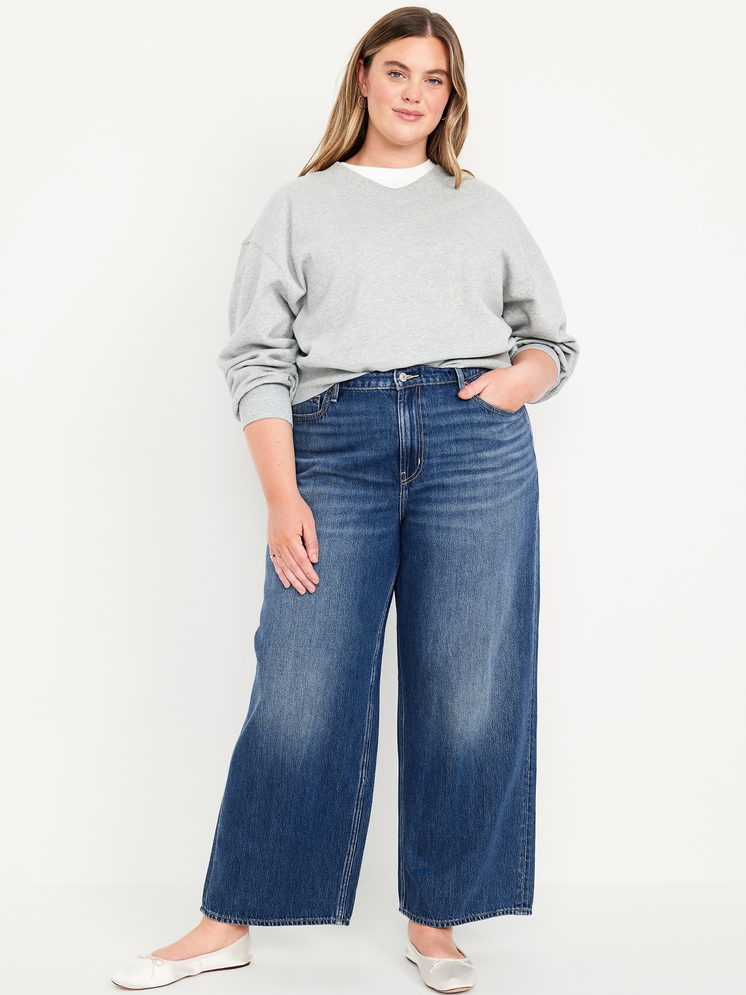 High-Waisted Baggy Wide-Leg Jeans - Medium Wash - image 10