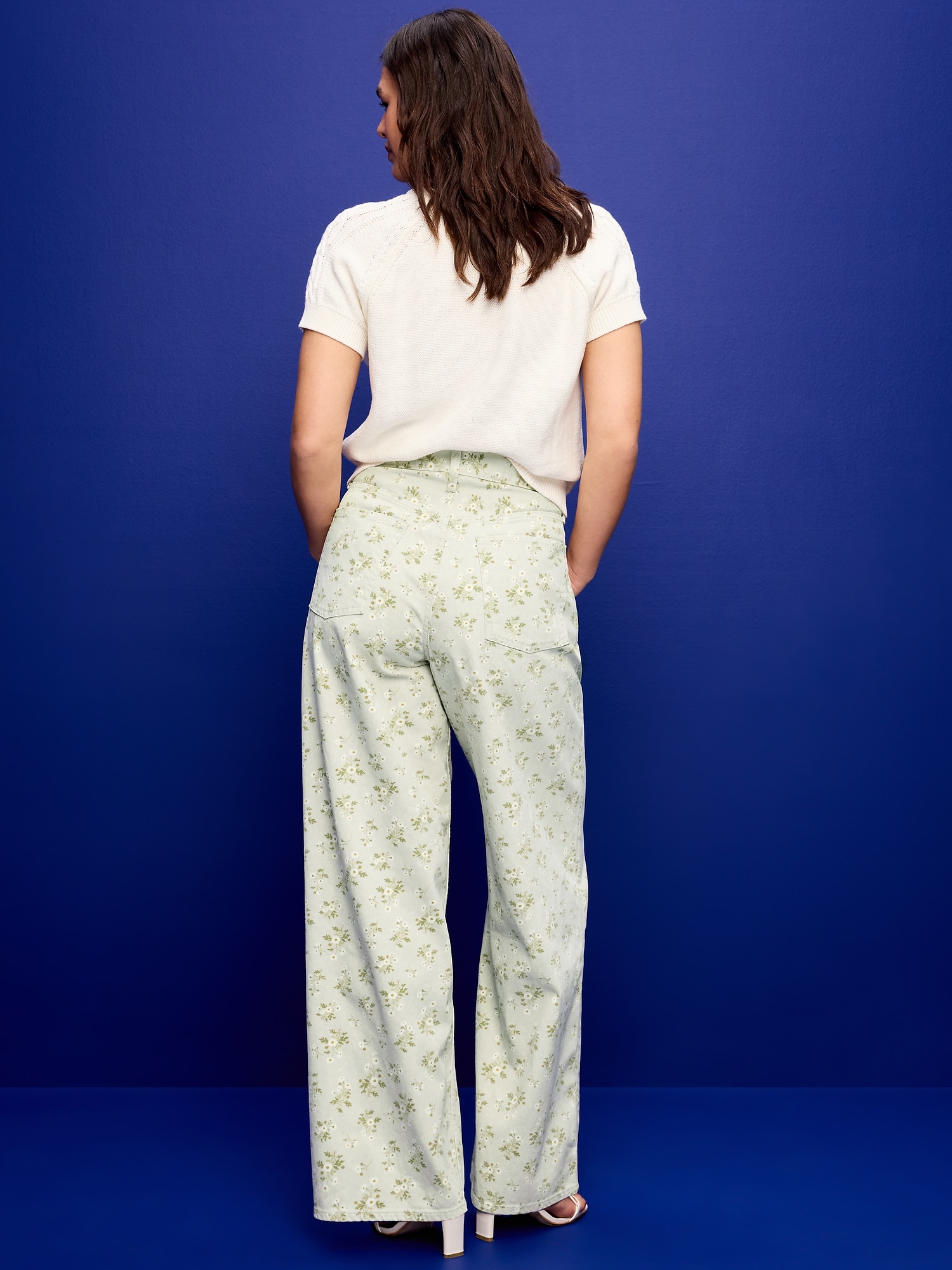 High-Waisted Baggy Wide-Leg Jeans - Flowers - image 6