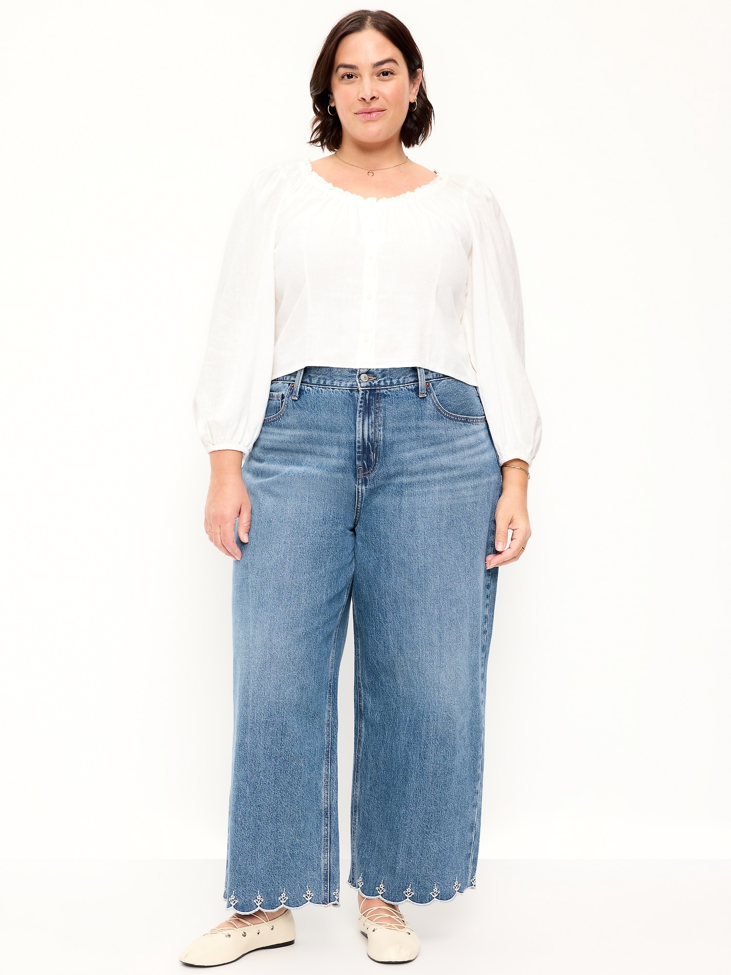 High-Waisted Baggy Wide-Leg Jeans - Medium Wash - image 14