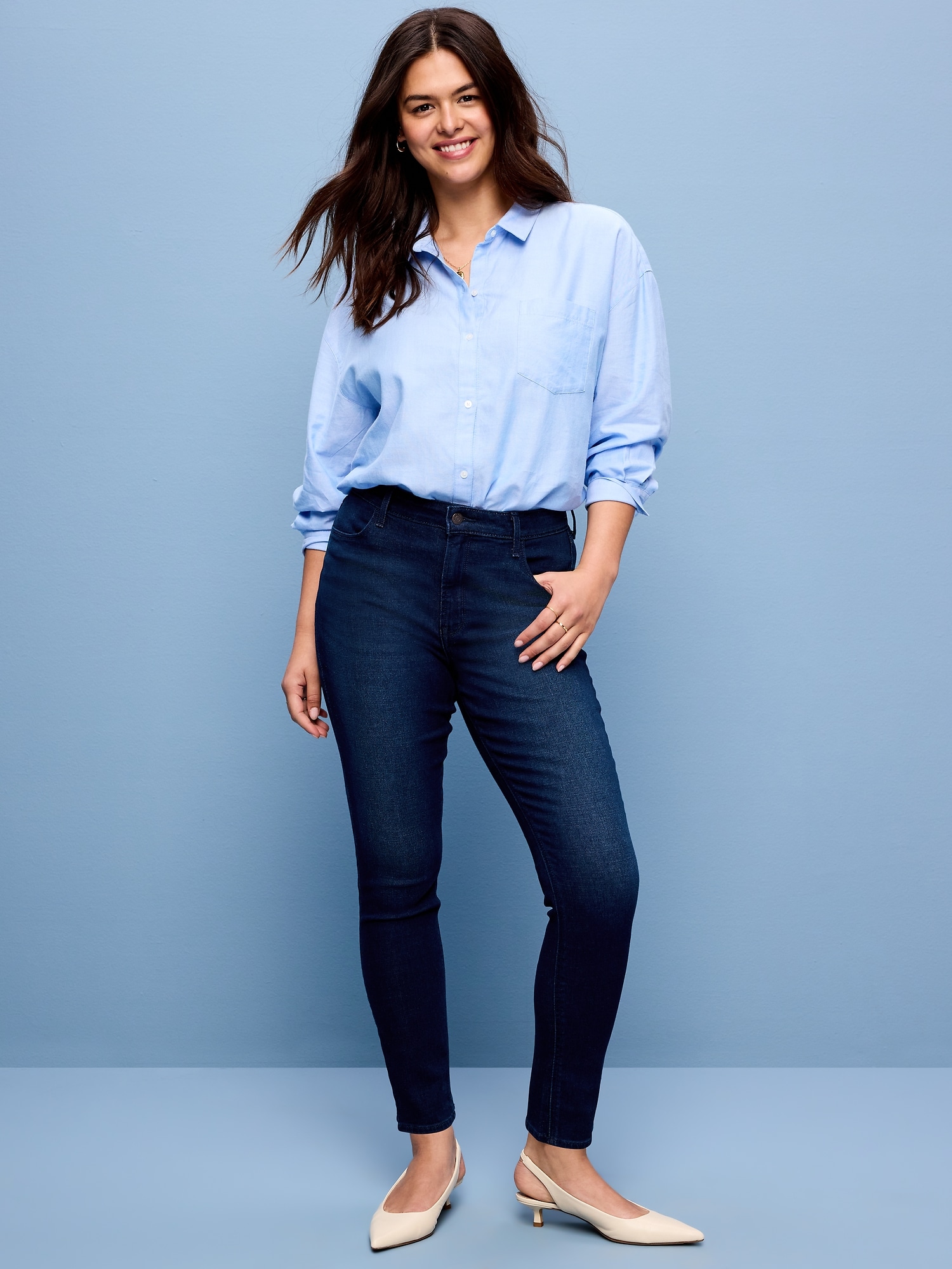 High-Waisted Wow Super-Skinny Jeans - Dark Rinse - image 5