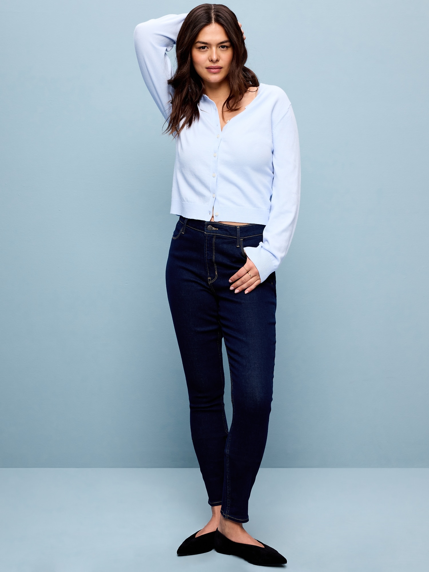 High-Waisted Wow Super-Skinny Jeans - Indigo - image 5