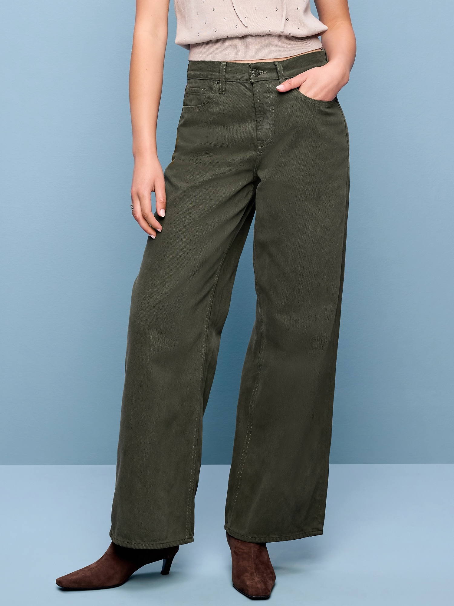 High-Waisted Baggy Wide-Leg Jeans - Forest Tapestry - image 2