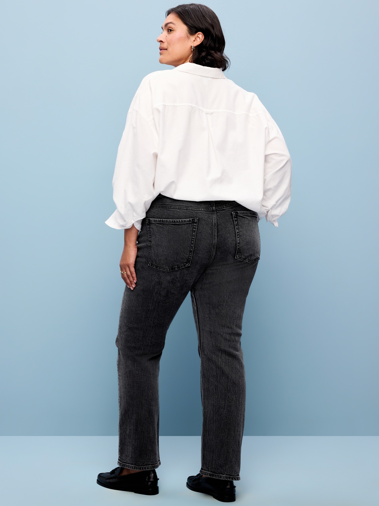 Mid-Rise Straight Leg Jeans - Grey Matter - image 5