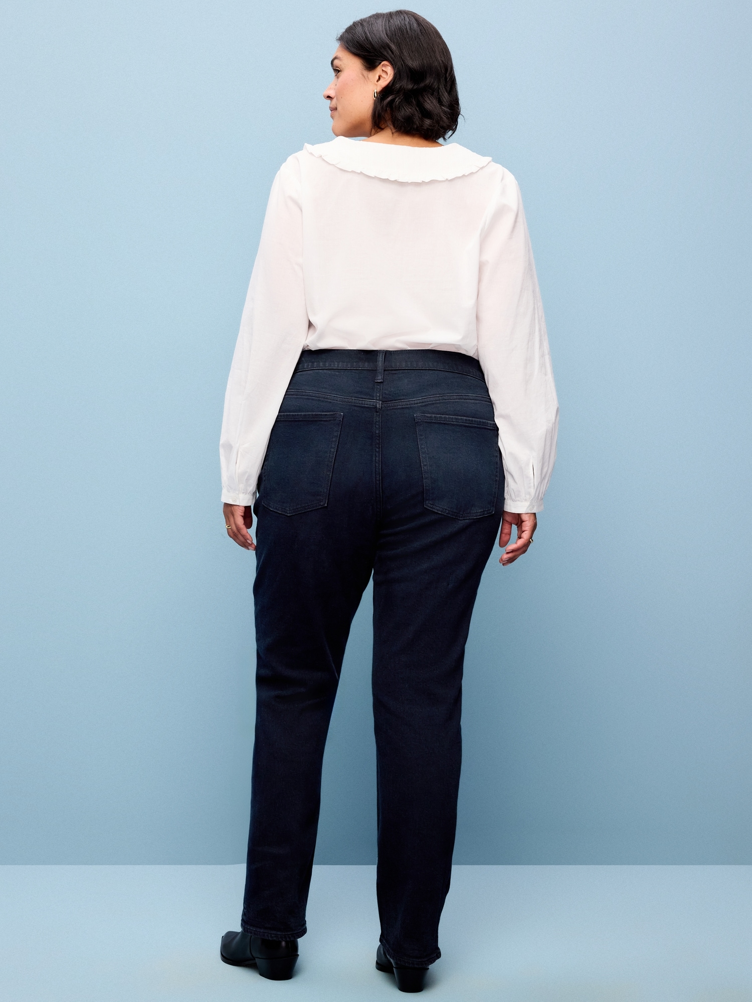 Mid-Rise Straight Leg Jeans - Blue Black - image 9