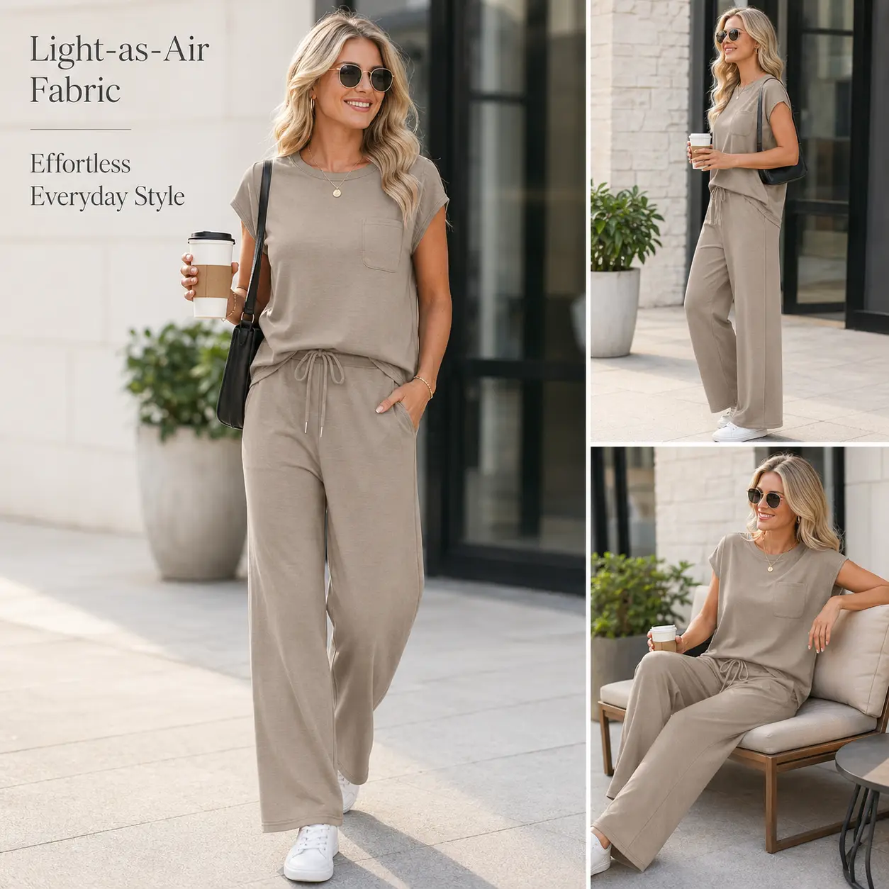 OFEEFAN Women's Casual Summer Travel 2 Piece Set