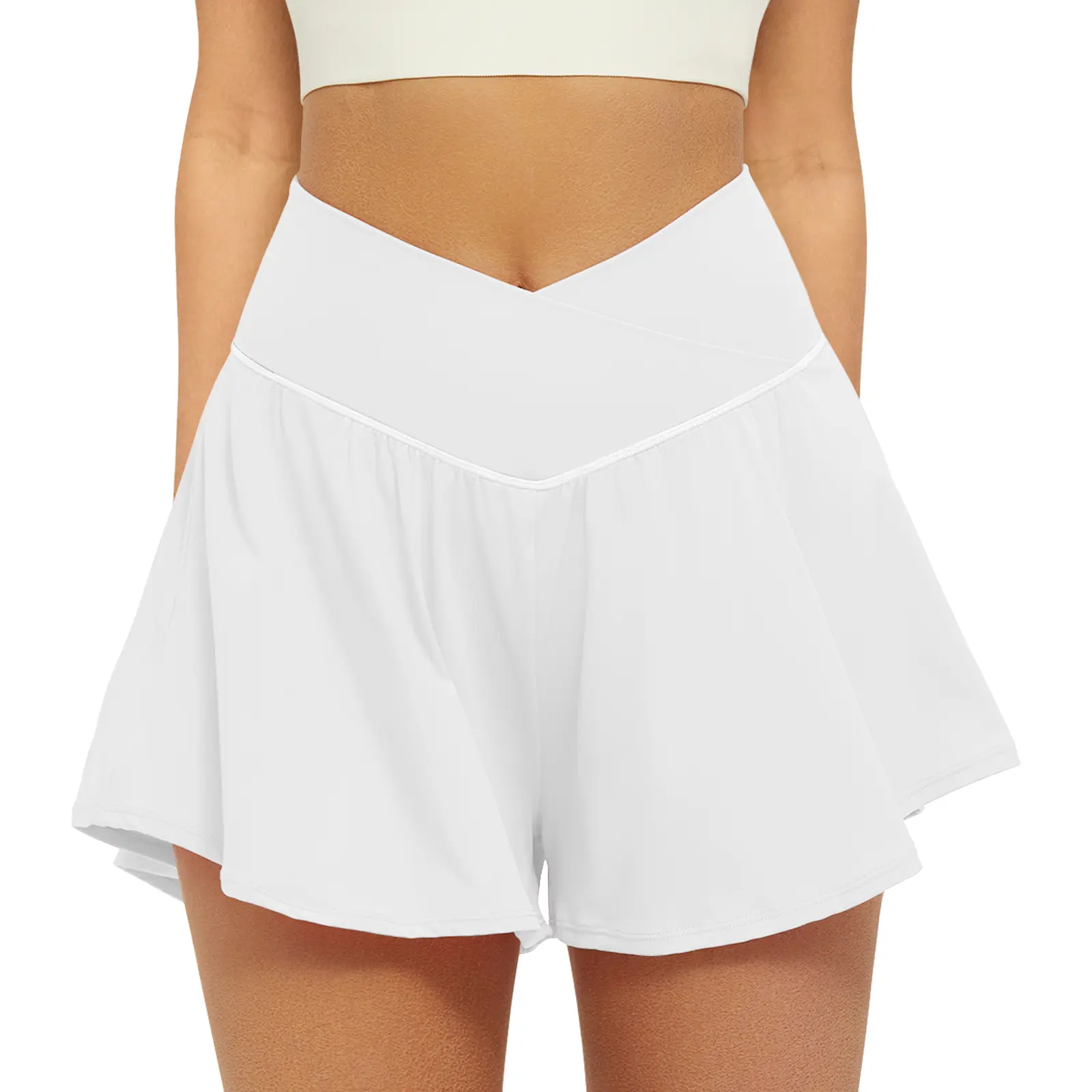 Women's 2 in 1 Crossover Athletic Shorts with Pockets
