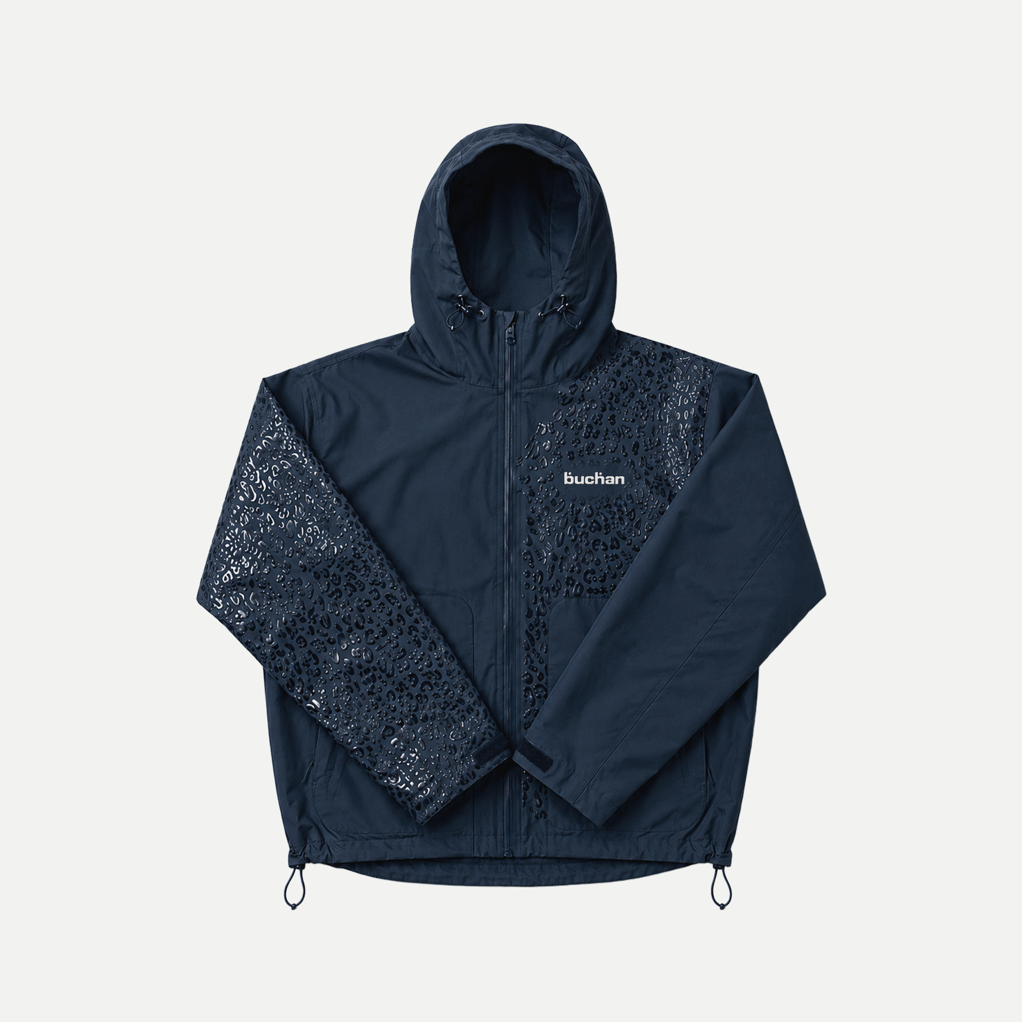 Water Reactive Cheetah Rain Jacket - Navy