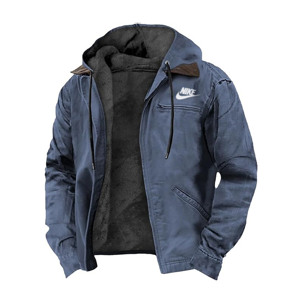 2025 NIKE®-Heavyweight Winter Hoodie Jacket Casual Stylish Zip Up Warm Fleece Sherpa Lined Jackets Coats With Pockets