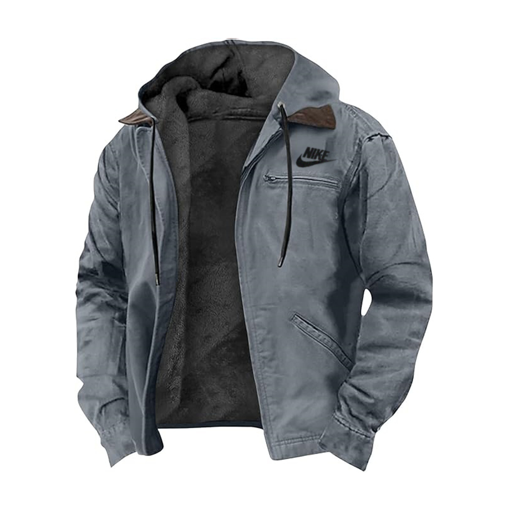 2025 NIKE®-Heavyweight Winter Hoodie Jacket Casual Stylish Zip Up Warm Fleece Sherpa Lined Jackets Coats With Pockets
